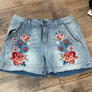 DRIFTWOOD Blue Embroidered Jean Shorts